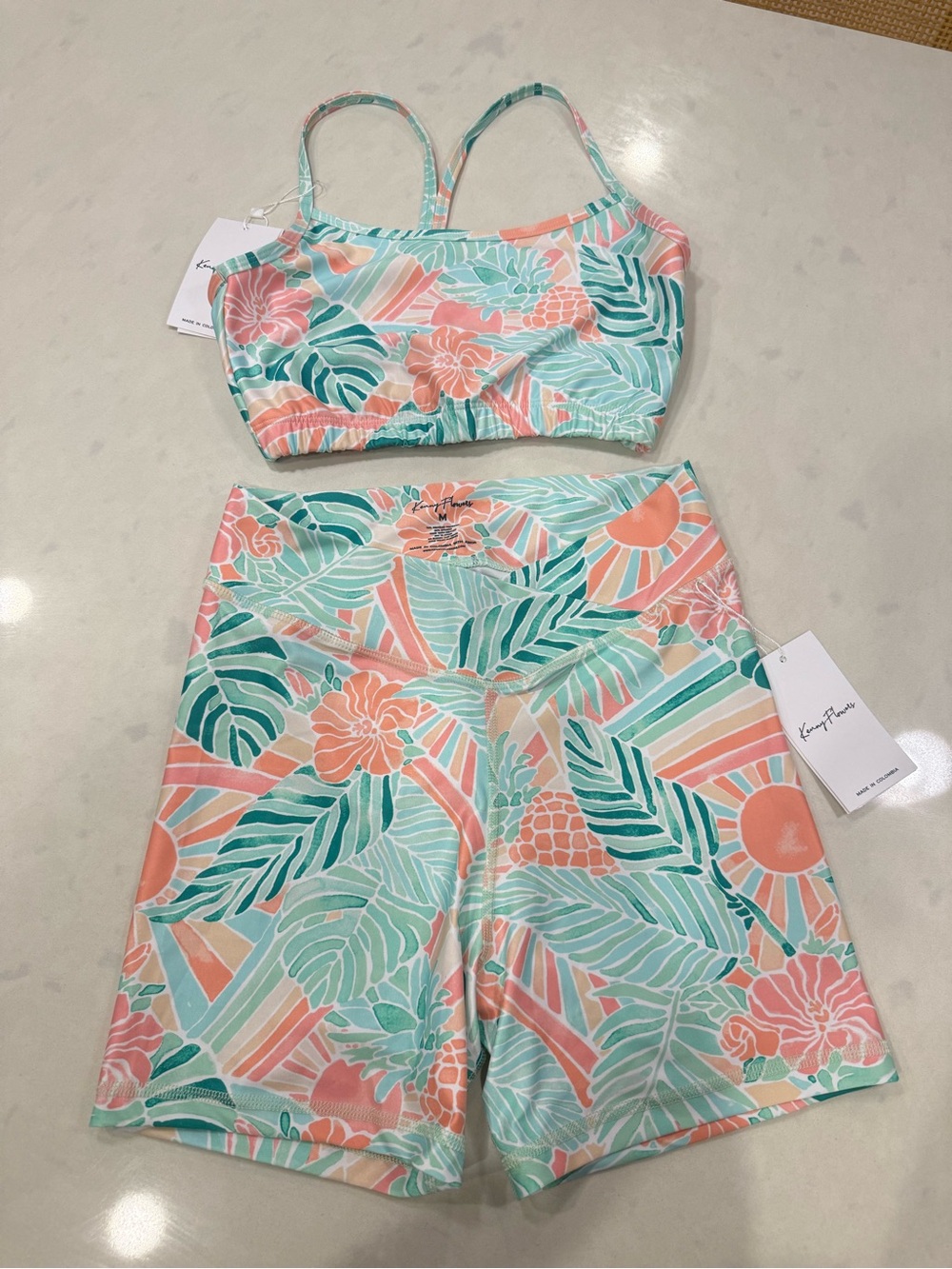 Kenny Flowers Hawaii Sport Shorts and Bra Athletic Set-NWT